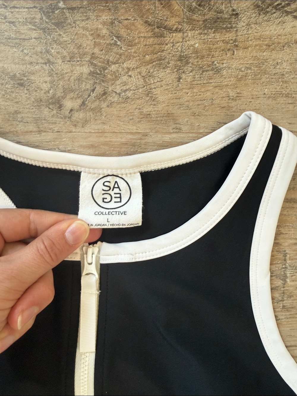 Black Sleeveless Activewear Dress with White Trim - Picture 2 of 6